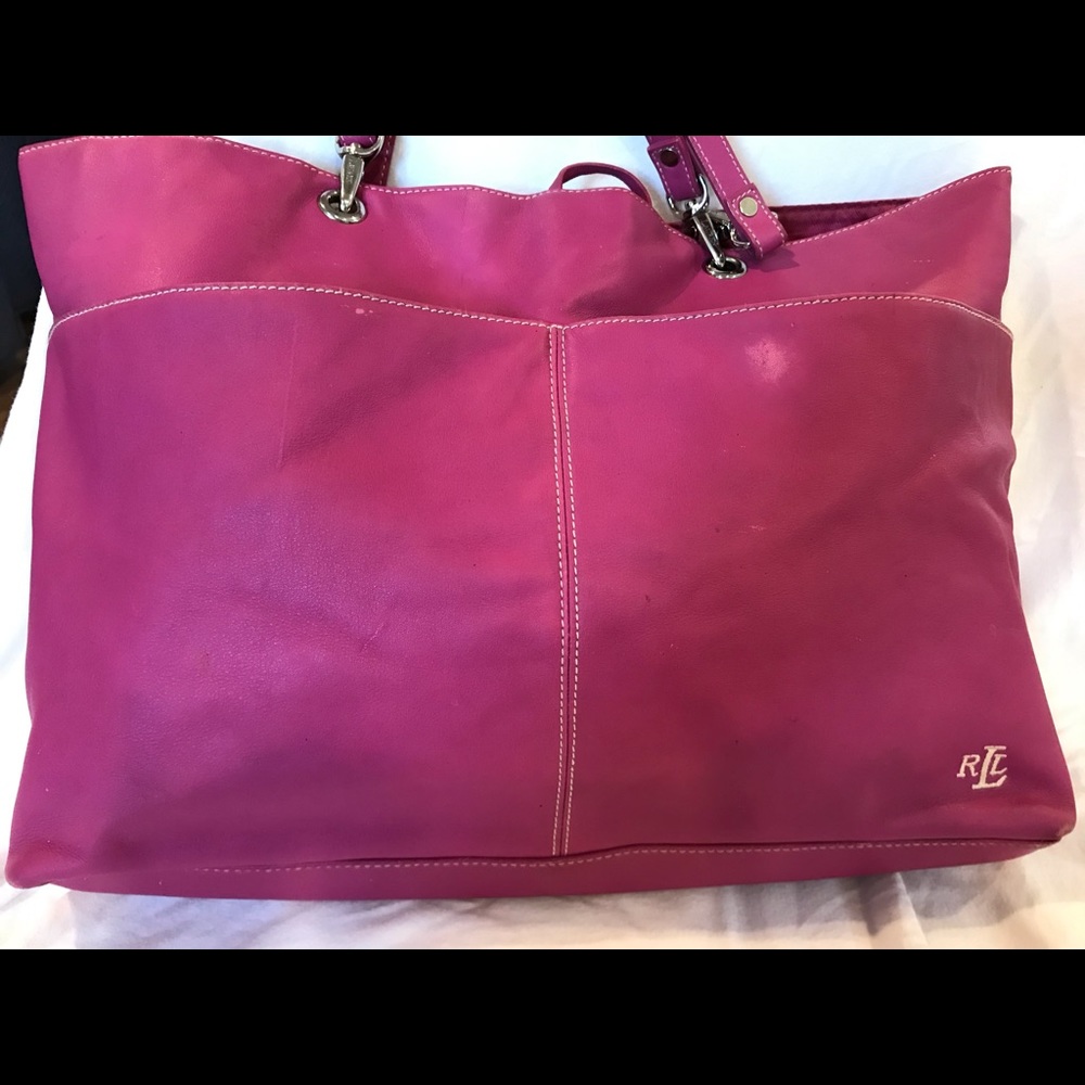 RALPH LAUREN GENUINE LEATHER TOTE